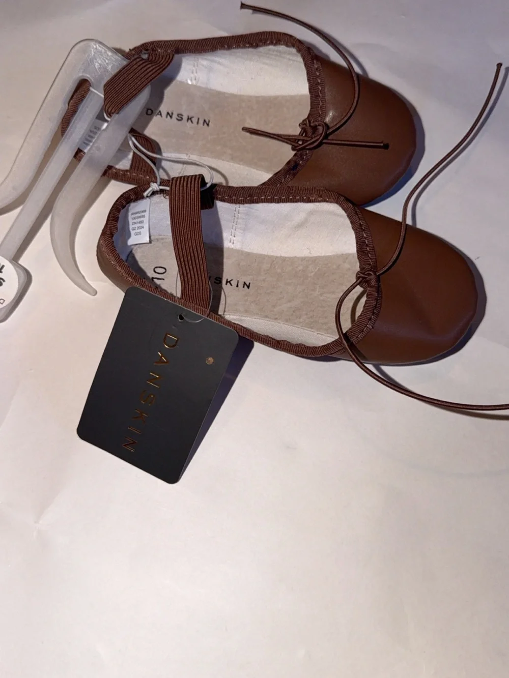 Danskin Now Brown Girls' Ballet Flats with Bow Accent
